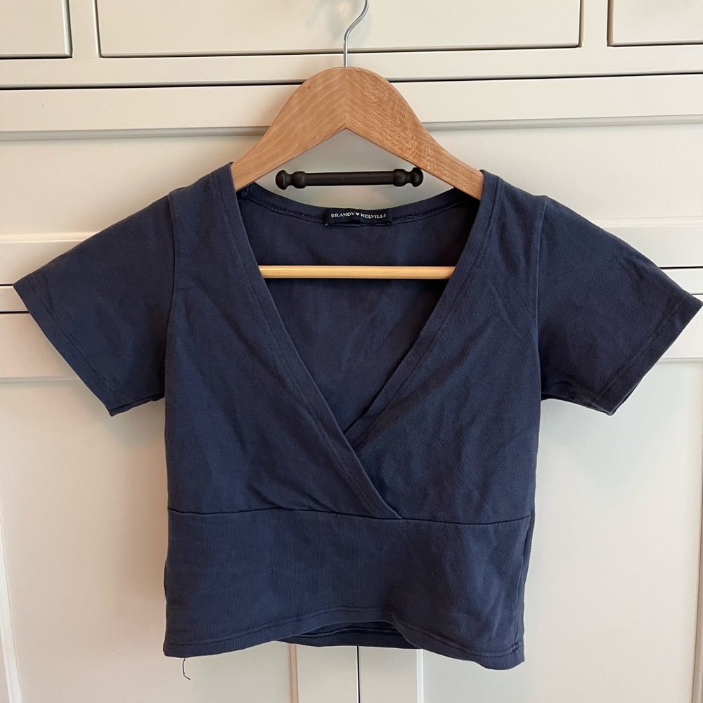 Brandy Melville Navy Amara Cropped Tee